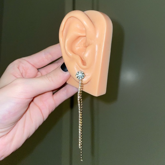 NEW 14k yellow gold filled double chain dangle earring jacket 1pc - Picture 2 of 6